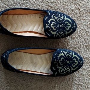 Womens flats black with gold detail